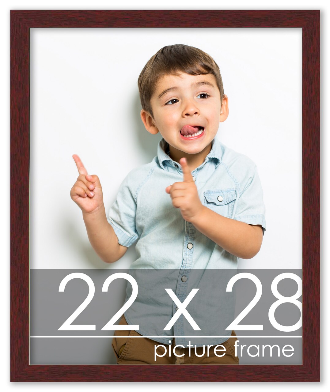 22x28 Solid Wood Picture Frame with UV-Resistant Acrylic & Acid-Free Backing, Available in 6 Finishes: Matte Black, Matte White, Metallic Bronze, Silver, Natural Wood Grain & Mahogany